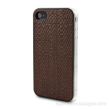 Case for iPhone 4, Made of PC and PU Materials, Straw Mat Vein, Available in Various Colors